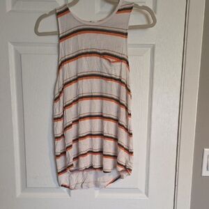 Bluenotes White Tank Top with Orange and Black Stripes